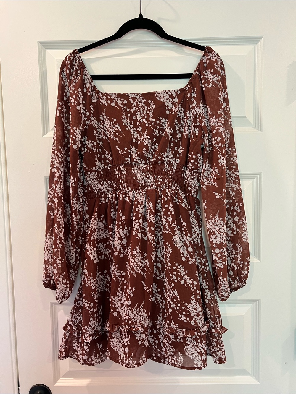 Altar’d State Loretta Floral Fit & Flare Mini Dress Brown Boho M - Picture 4 of 11